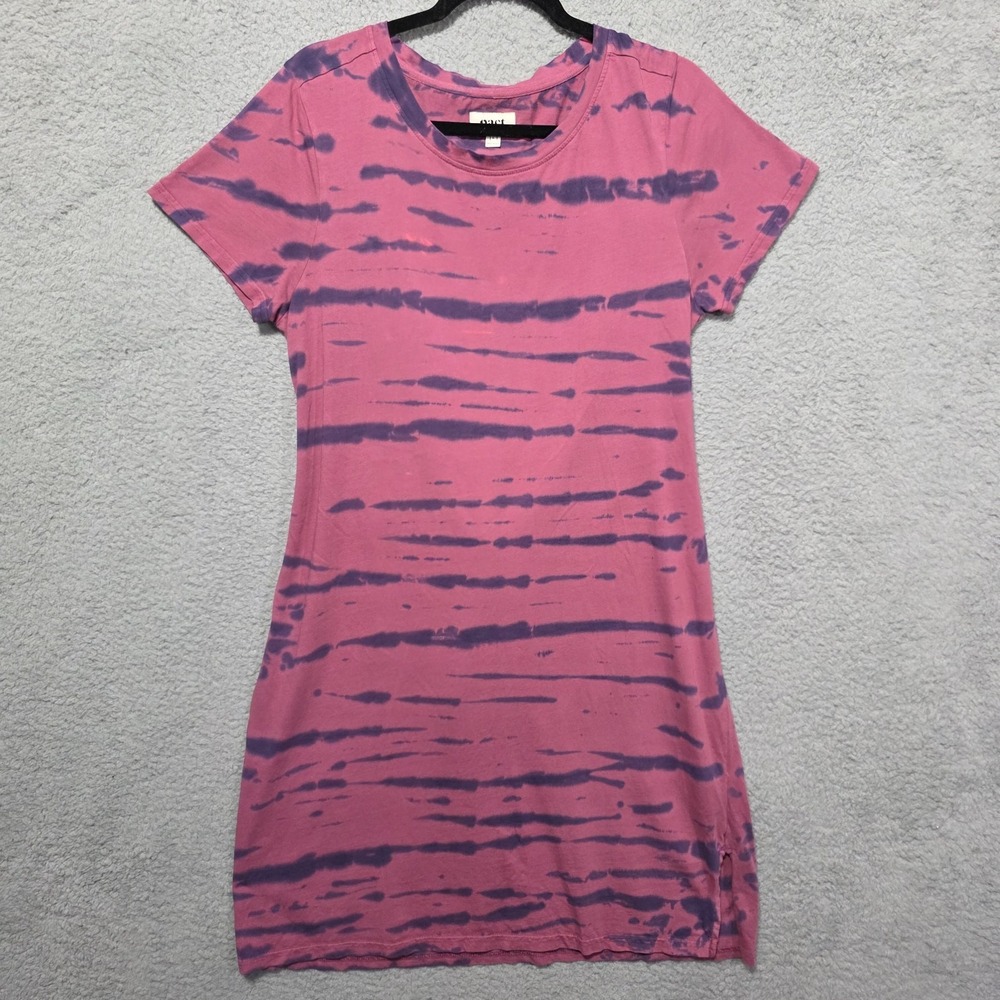 Pact Pink and Purple Tie-Dye Short Sleeve Dress